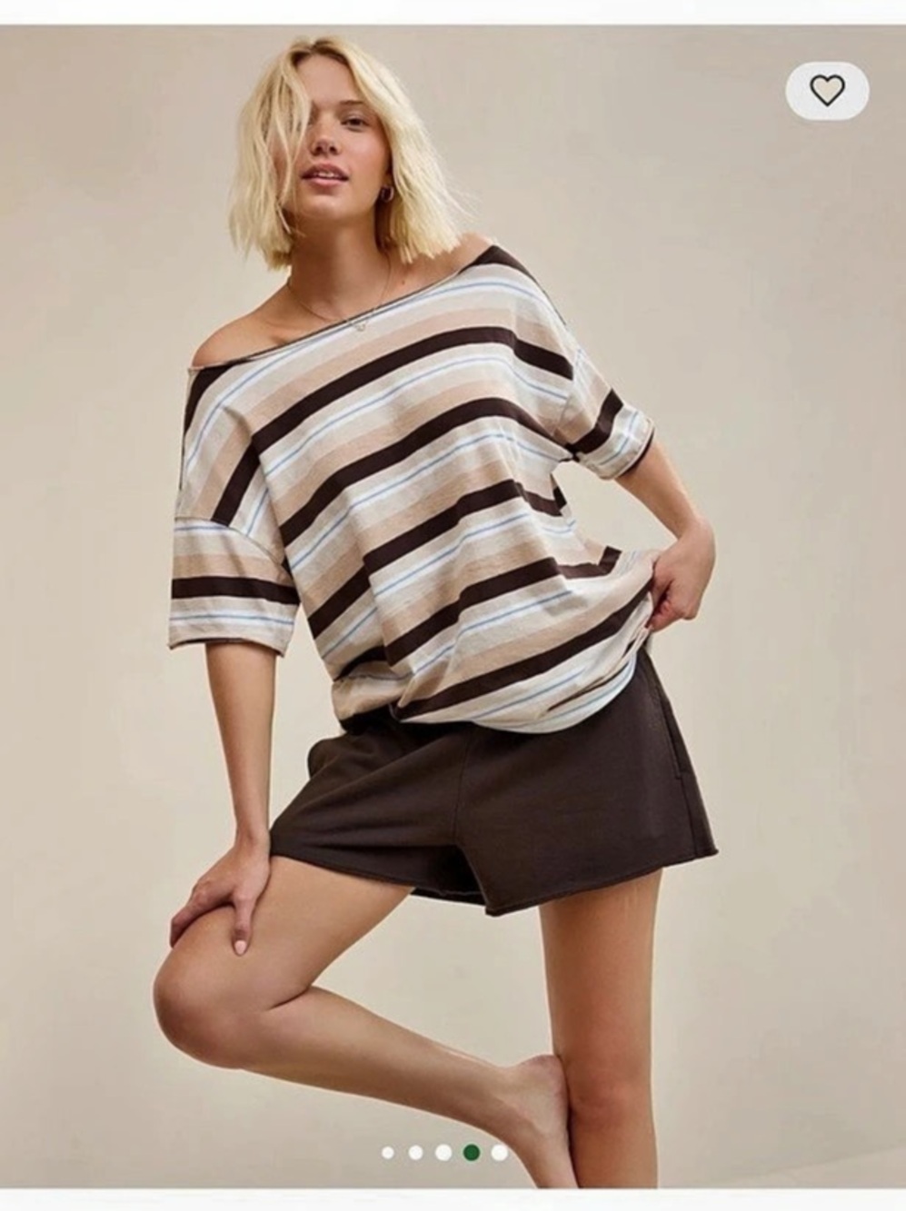 Aerie Off The Shoulder Oversized Boyfriend T-Shirt in Cake Batter